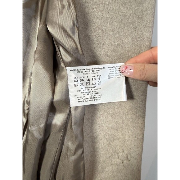Cinzia Rocca Icons Oatmeal Wool/Cashmere Coat Inverted Notch Collar NWT Size 6 - Picture 7 of 16